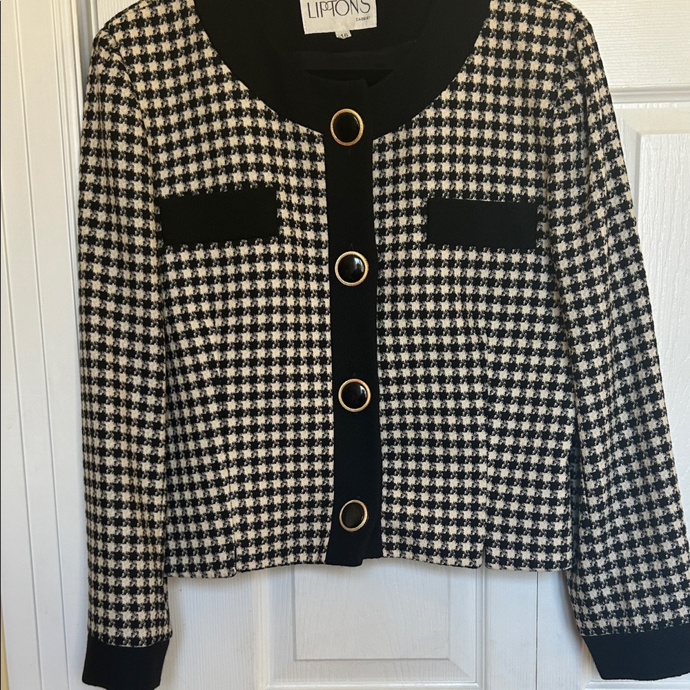 1980’s Vintage Liptons Black and White Houndstooth Blazer